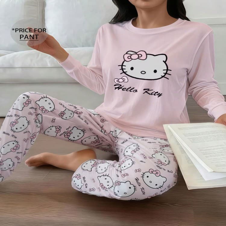 2026 new European and American hot-selling single-piece Sanrio KT cat pajamas women's home pants cute style casual home trousers