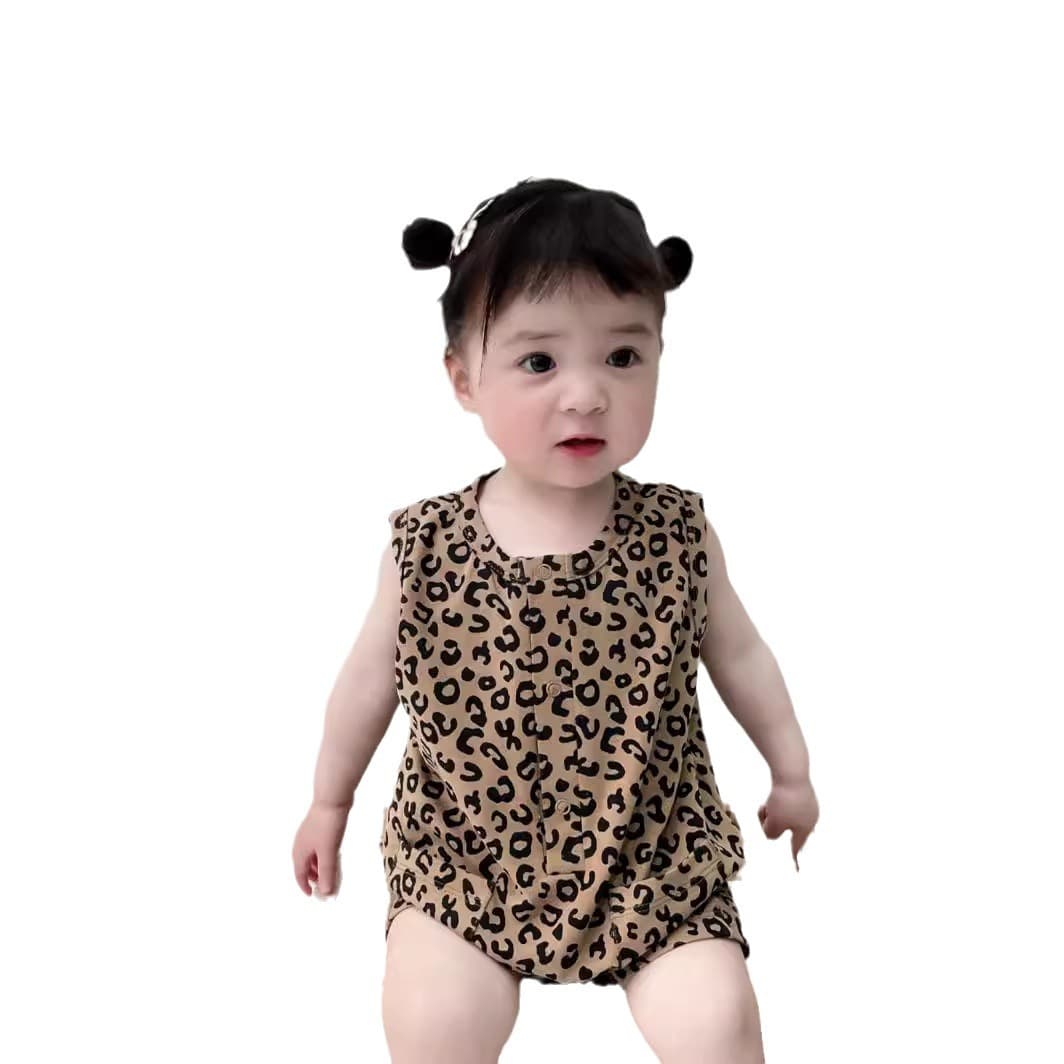 Trendy Baby Girl Summer Romper Sleeveless Outfit, Cute Cotton Short-Sleeve Bodysuit for Baby Boy