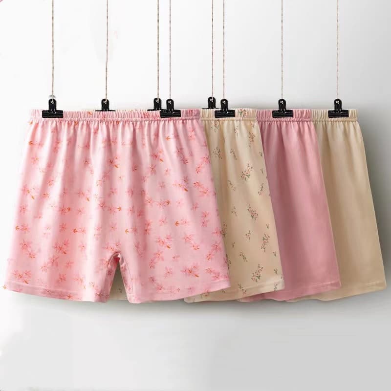 Middle-aged and elderly pure cotton boxer briefs, mother's underwear, loose plus size, all-cotton women's shorts, spring and summer thin style, grandma's four-corner briefs