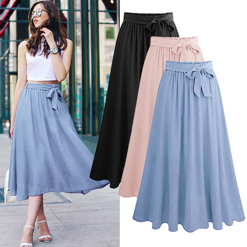 Women's Midi Skirt Summer Korean Style Plus Size Ruffled Hem Skirt