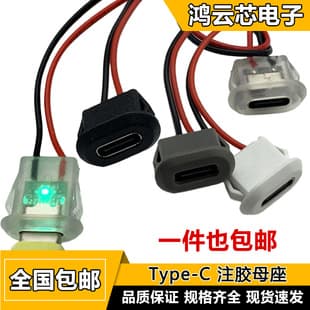 Type-C Female 2P Injection Molded Straight Press Type, Desk Lamp Modification DIY Electric Vehicle Oval Wired Charging Interface