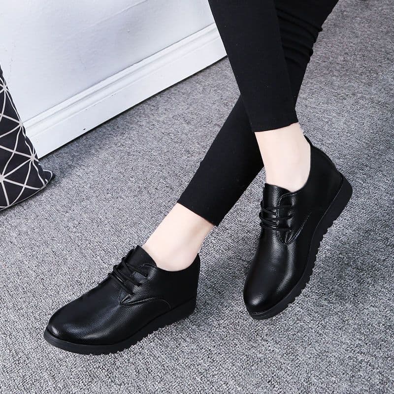 Anti-slip kitchen-specific single shoes for women, comfortable for work, soft-soled professional work small leather shoes, British style flat soft leather