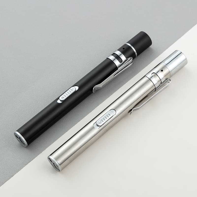 Medical USB Rechargeable Flashlight Rear Switch, Yellow-White Dual Light Oral Cavity Light Pupil Pen Dual Source Morning Check