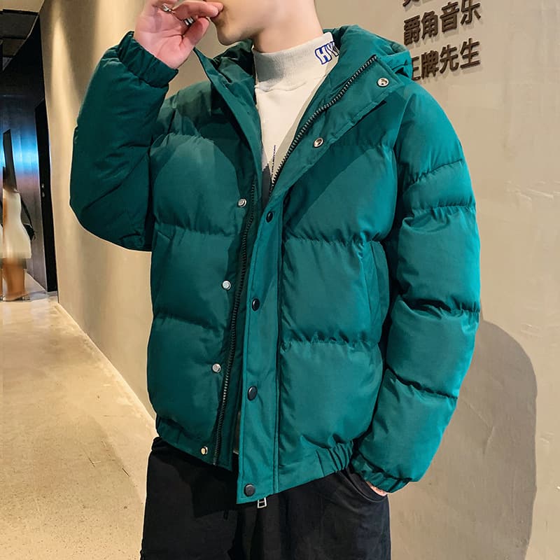 Export Winter Shiny Surface Cotton Coat Men's Stand Collar Thickened Warm No-Wash Outerwear Trendy Brand Waterproof Cold-Proof Top