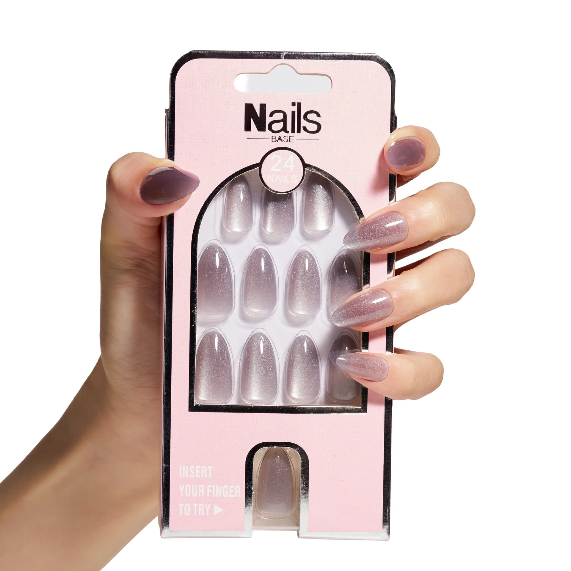 New 24-Piece False Nails Cross-Border Best-Selling Solid Almond Cat Eye Wearable Nails Nail Tips Stickers