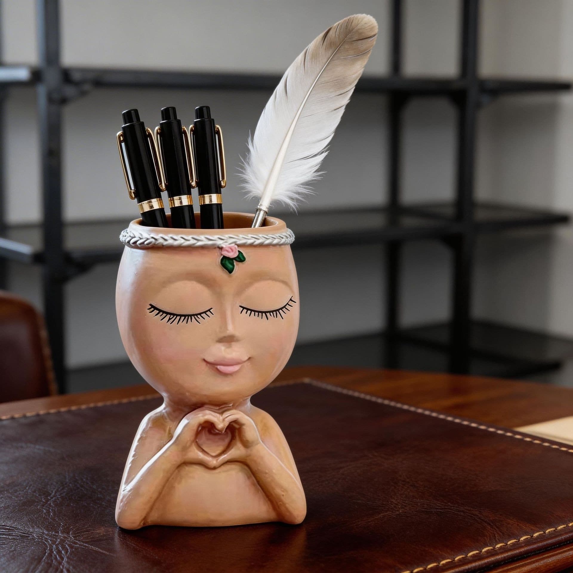 TK European and American Heart-shaped Little Girl Pencil Holder Student Office Desk Organizer Decorative Ornament Cross-border Supply