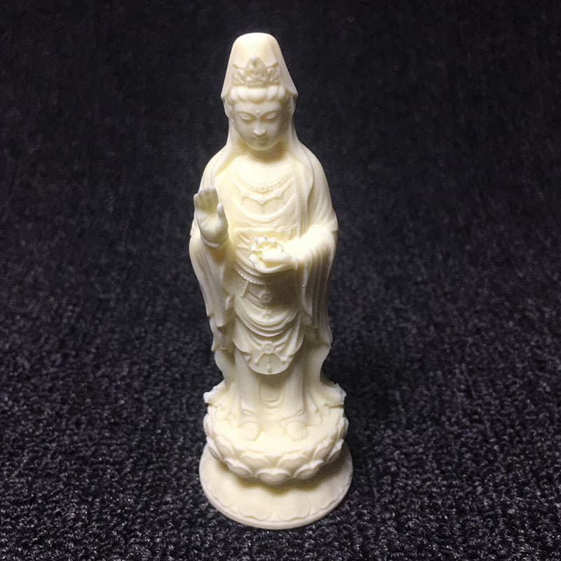 Ivory Nut Carved South Sea Guanyin Bodhisattva Statue 10*3.5*3.5cm Home Desktop Craft Ornament