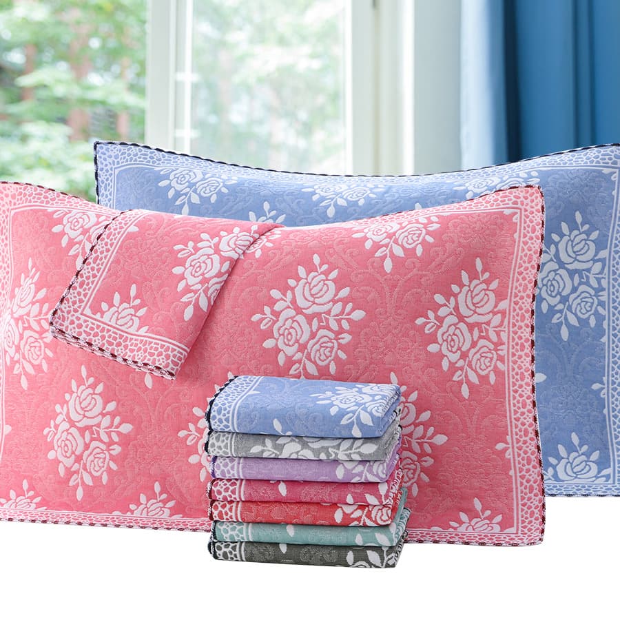 Cotton pillowcase European floral three-layer gauze adult large size 52*78cm, for red and white events return gifts, school student use wholesale