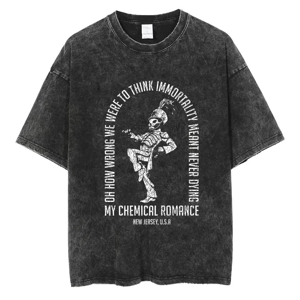 Hip Hop Short Sleeve Men Wash Romance Cotton My Black T-Shirt Punk T-Shirt Team Chemistry Rock T-Shirt Parade Women