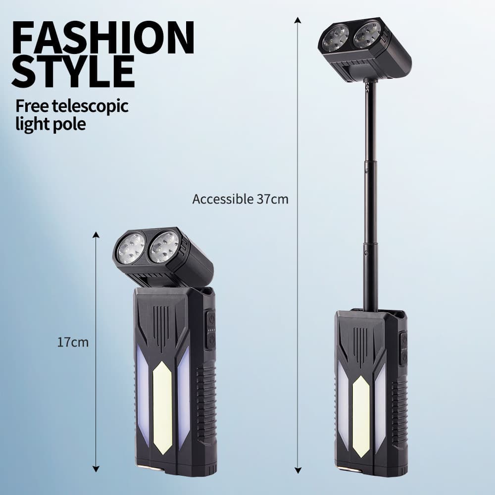Cross-border new multi-functional outdoor camping lamp head 180° horizontal rotation stretchable hanging magnetic suction maintenance