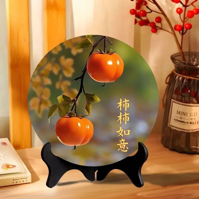 Manufacturer Stock "Everything Goes Well" Persimmon-themed Desktop Wealth-attracting Stand, Living Room Decor for New Home, Wholesale and Drop Shipping