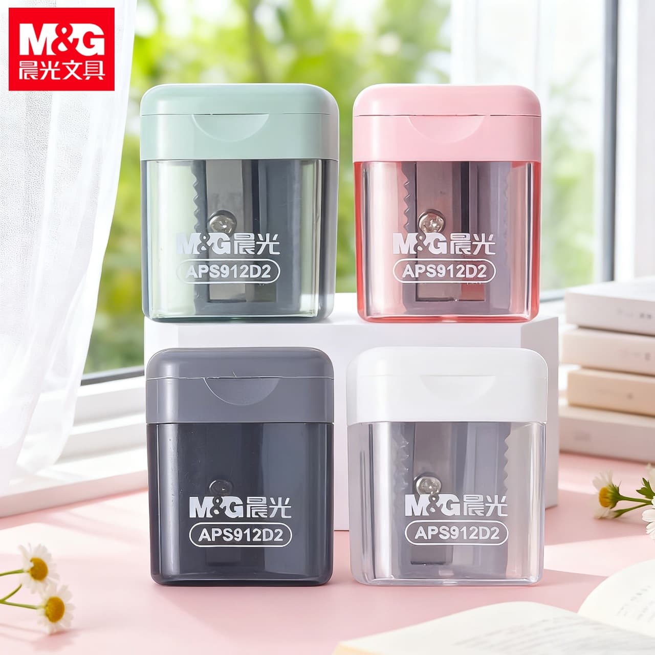 Brand APS912D2 pencil sharpener single hole small chip box compact portable pencil sharpener student manual mini pencil sharpener