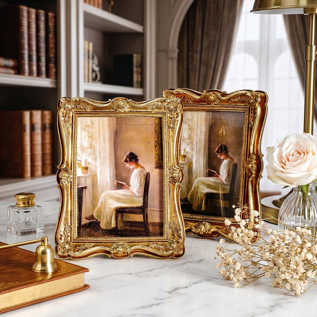 Factory Direct French Vintage Carved Photo Frame with Wavy Edge Resin Frame Tabletop Home Decor Ornament