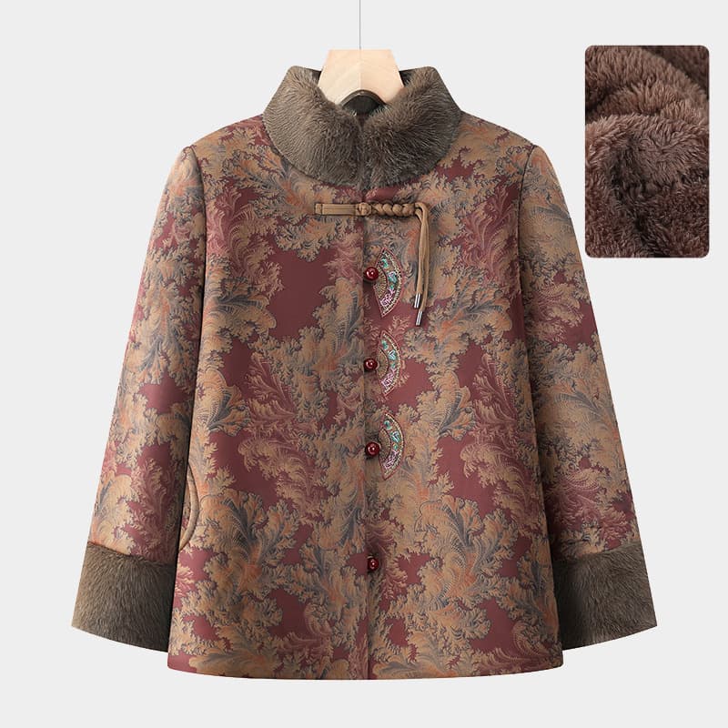 Grandma's autumn/winter coat, mature women's cotton jacket, mom's winter wear, elderly women's fleece-lined padded coat, 2025 new style.