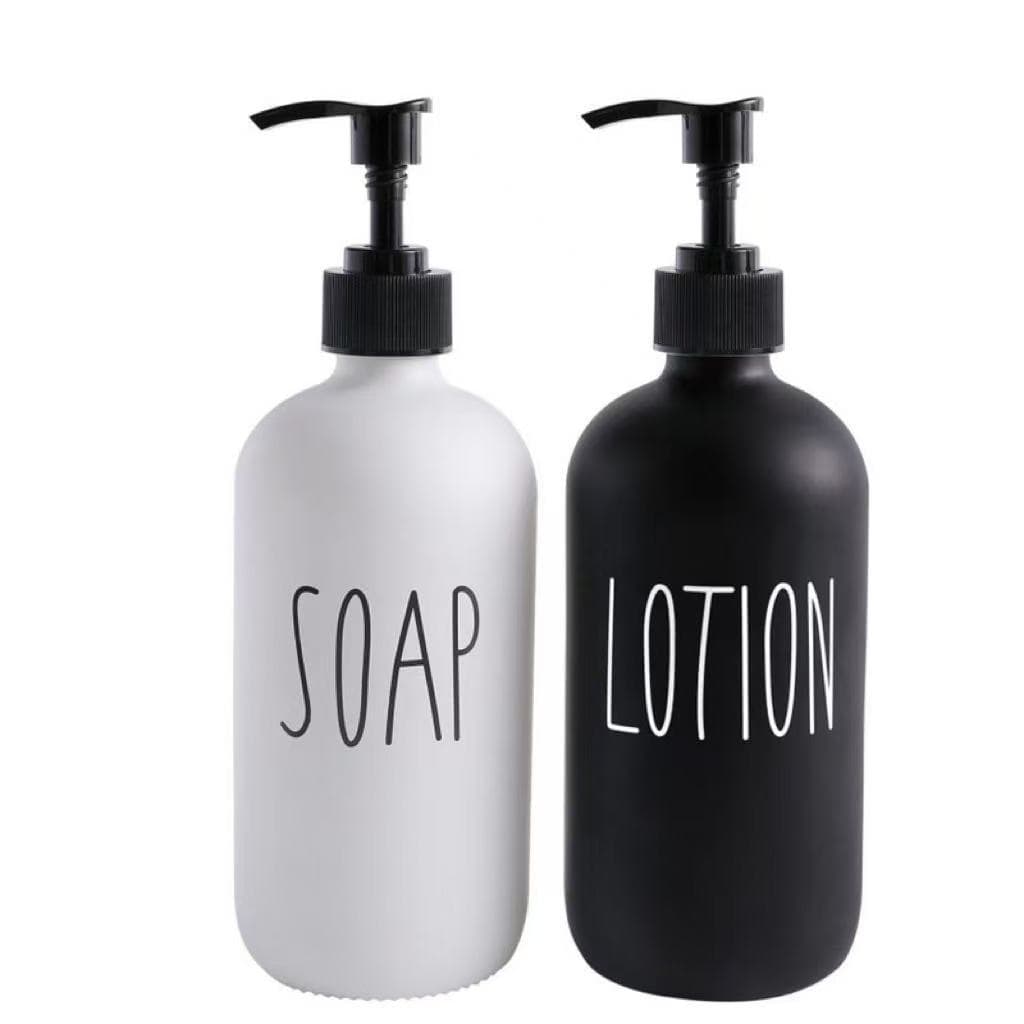 Amazon cross-border black glass bottle hand sanitizer lotion shampoo water bottle 500ml glass bottle soap dispenser