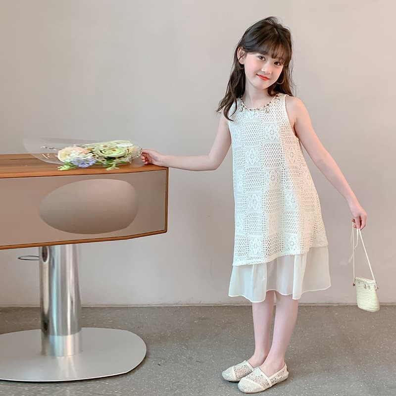 Girls Princess Style Dress Summer 2026 New Korean Fashion Elegant Fresh Cute Lace Princess Dress