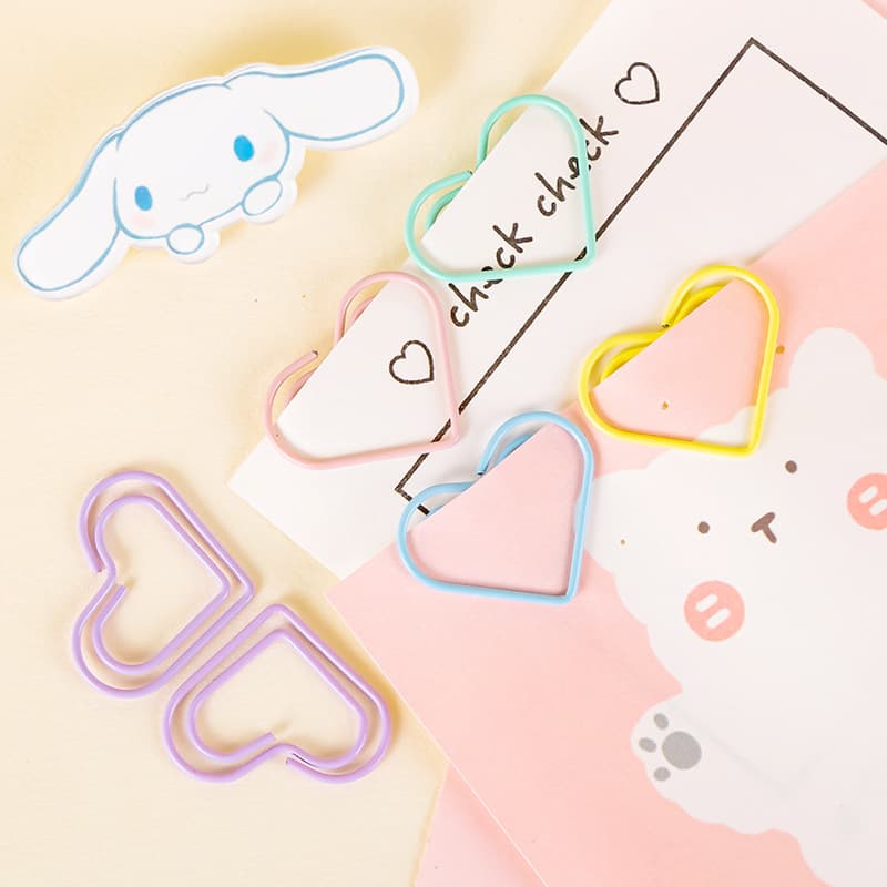 Macaron color heart paper clips creative cute paper clips high-value learning supplies Valentine's Day gift clips