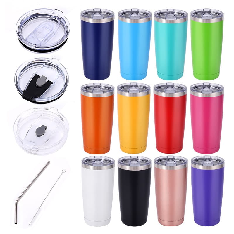 20oz Car Cup Beer Mug 304 Stainless Steel Christmas Insulated Tumbler Outdoor Car Straw Cup