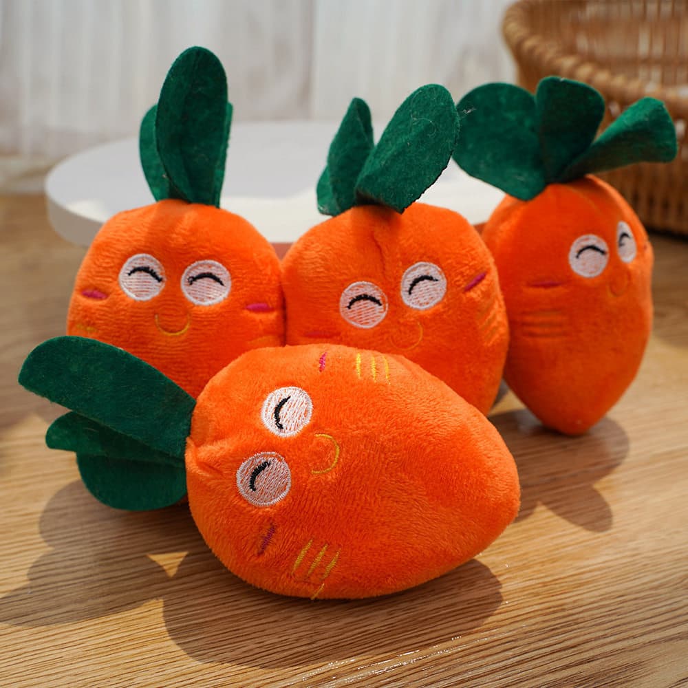 Pet Cat Dog Plush Squeaky Toy, Carrot Plush Toy for Cats, Self-Entertainment Pet Toy