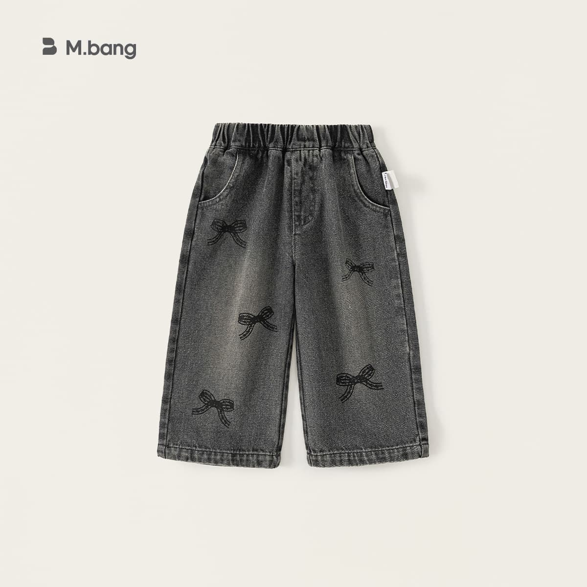 Youxuan Children's Pants Vintage Washed Girls Jeans with Bow Detail Little Girl Straight Leg Pants Huzhou Zhili Kids Clothing