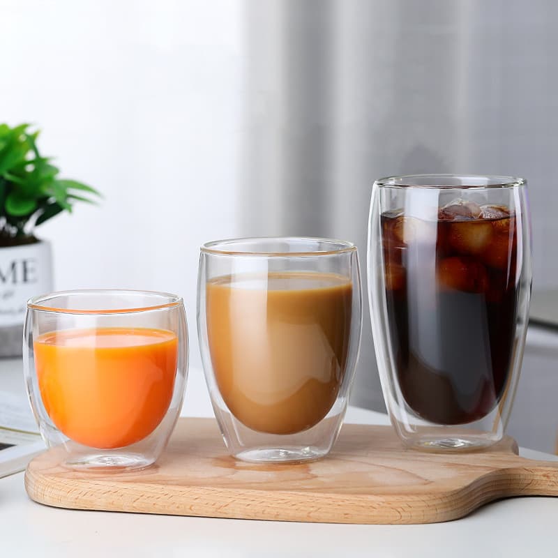 Borosilicate Heat-Resistant Glass Double-Wall Cup, Insulated Double-Wall Cup, Milk Juice Cup, Egg-Shaped Coffee Cup, Fruit Double-Wall Cup