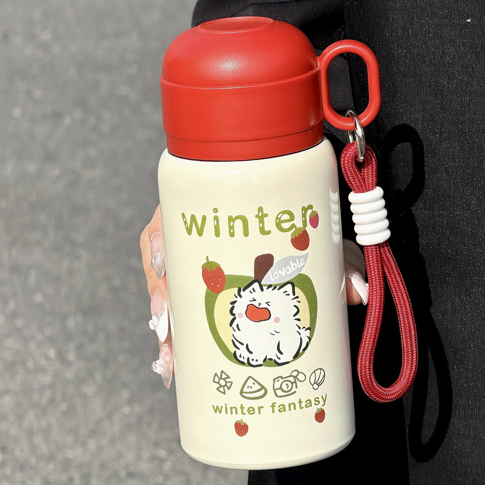 Sanyin Insulated Water Bottle for Women, Stylish, Portable, Small Straw Cup, School-Specific, Cute Dog Coffee Cup