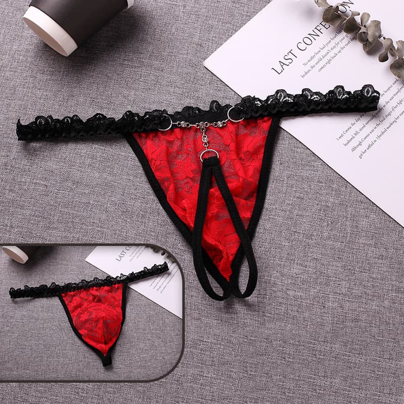 Comrade Gay Lace Transparent Sexy T-Back Panties Crossdresser Men's Erotic Underwear Factory Wholesale Supply Men's G41#