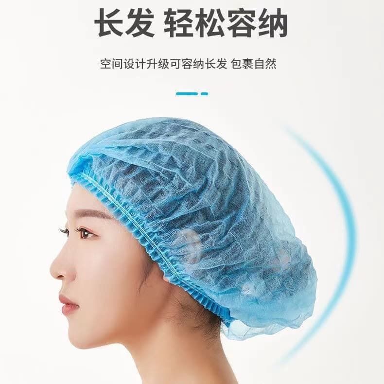 Disposable Chef Hat Kitchen Dust-Proof Breathable Head Cover Non-Woven Net Cap Food Service Hairnet 100-Pack