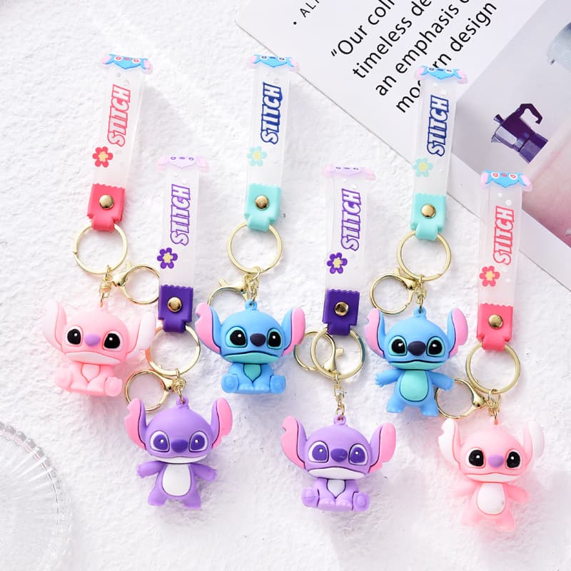 Cross-border Stitch Keychain Cartoon Creative Soft Rubber Car Backpack Pendant Cute Lilo & Stitch Keychain