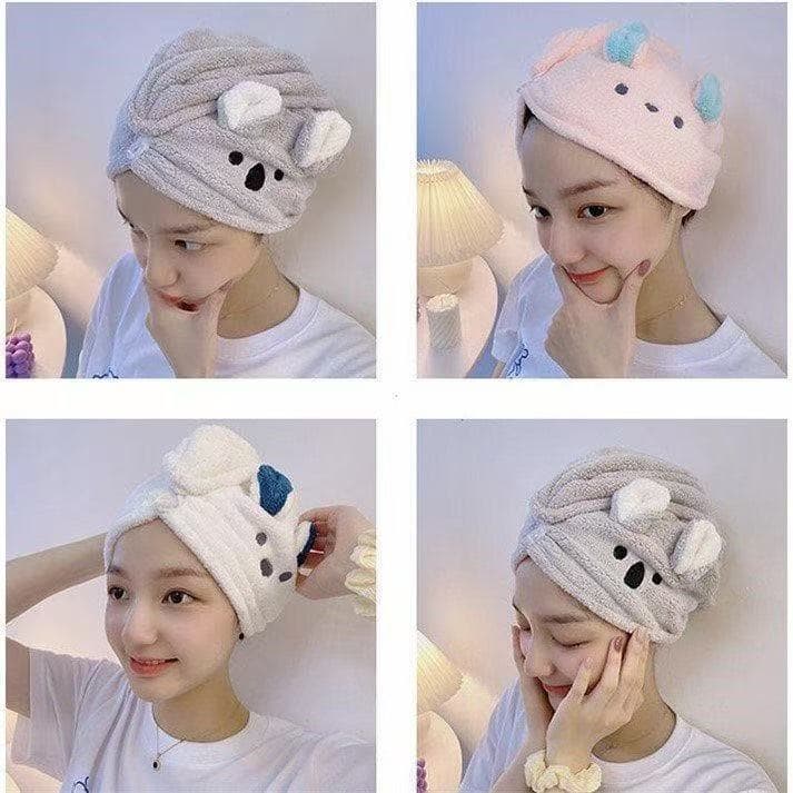 Cute Hair Drying Cap for Women, Super Fast Absorbing Quick-Dry Long Hair Towel, Adorable Head Wrap