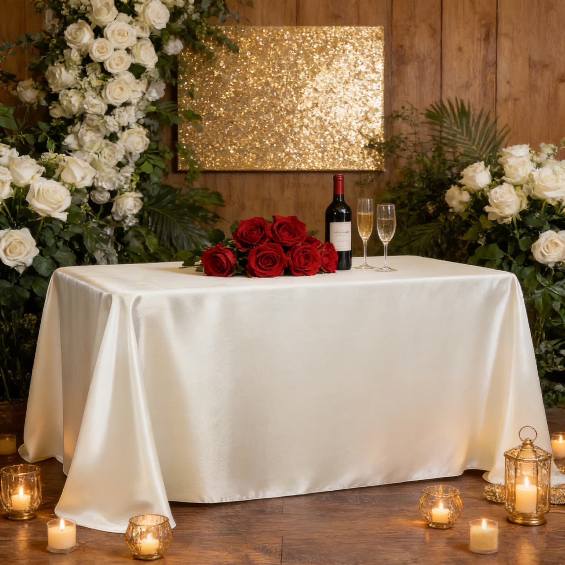 Factory Direct Satin Tablecloth Wedding Decoration Table Skirt Table Cover Restaurant Conference Party Decorative Fabric Bulk Pricing