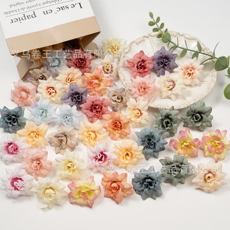 Simulated 4cm Pointed Small Rose Head DIY Handicraft Gift Box Decoration Fake Flower Photography Props