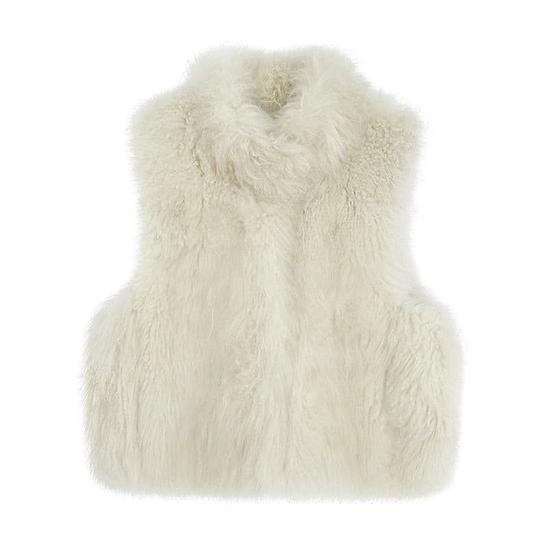 Atmosphere-enhancing three-dimensional structured drop shoulder versatile vest, eco-friendly fox fur imitation fur shawl jacket for women, suitable for all heights.