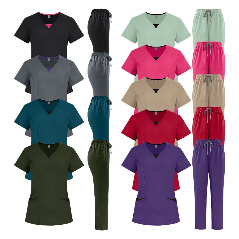 New Stretch Scrub Set Doctor Surgical Gown Separate Suit Dental Clinic Operating Room Nurse Uniform Wholesale