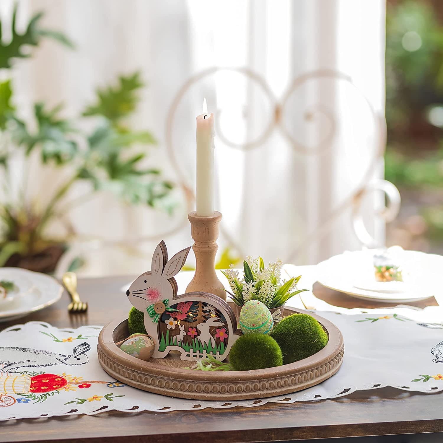 Wooden round storage plate, desktop storage tray, solid wood desktop dessert plate, fruit plate, tea tray, coffee tray