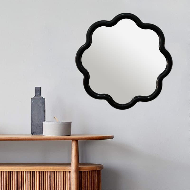 Cloud mirror wall-mounted ins cosmetic mirror irregular wave mirror dressing flower special-shaped French decorative mirror cross-border