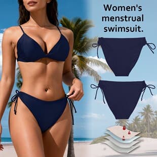 Cross-Border Tie-Side Period Panties Women's Breathable Swimwear Leak-Proof Sanitary Pants Menstrual Swim Briefs