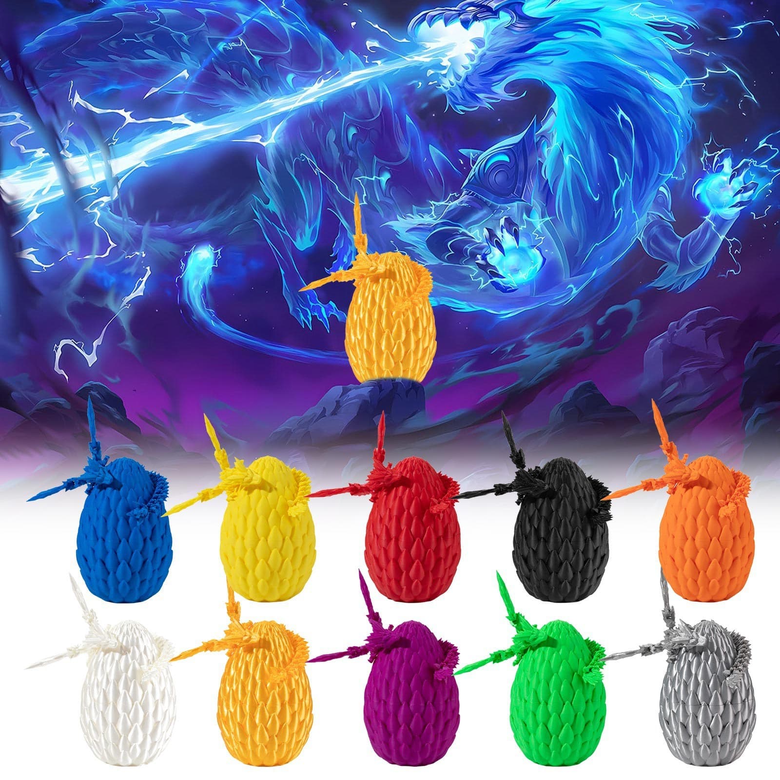Amazon 3D printed dragon egg set large flying dragon crystal dragon ornament toy hand figure laser animal model