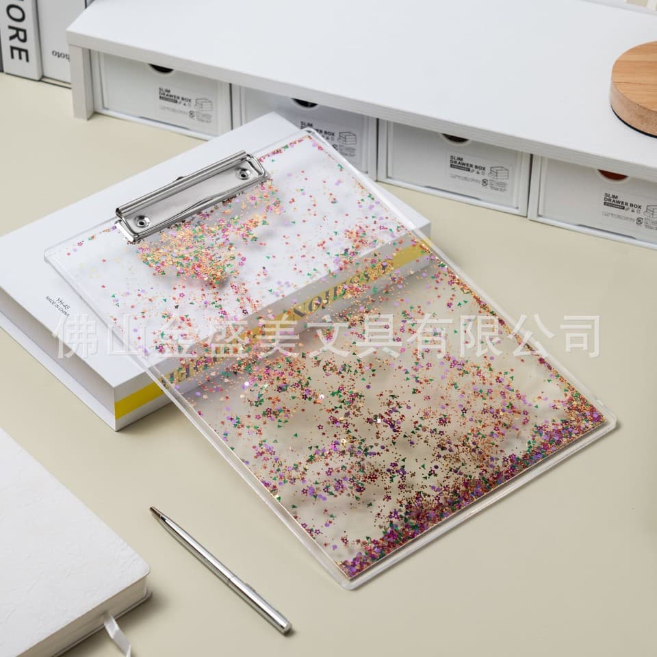 Acrylic gold powder folder writing board large capacity multifunctional office learning wholesale document stationery business