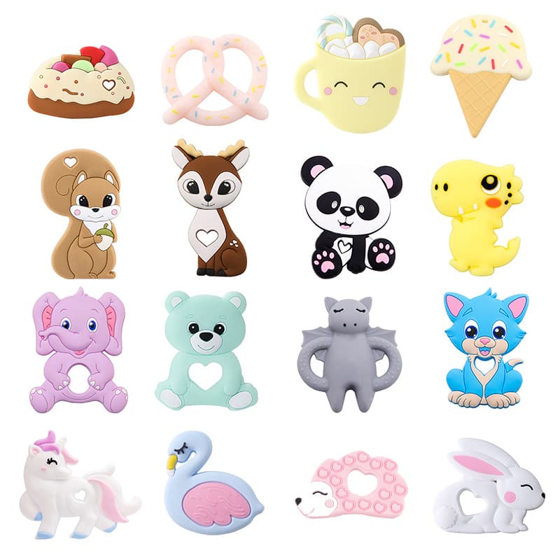 Baby Teething Toy Cartoon Animal Silicone Teether Rattle Grasping Chew Toy