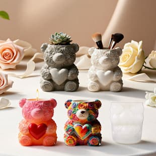 DIY Resin Mold Scented Candle Cup Vase Storage Silicone Mold Love Bear Plaster Cup Mold