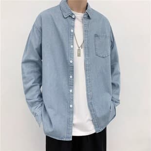 Denim Jacket Harajuku Style Korean Trendy Youth Men's Workwear Shirt Spring Autumn Loose Casual Coat