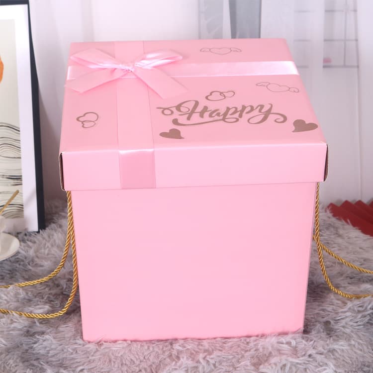 Pink Square Lid-Bottom Box Snack Box Holiday Gift Giving Gift Box In-Stock Packaging Box Corrugated Box