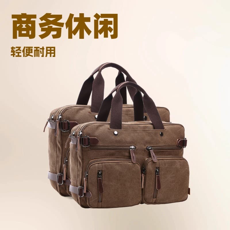 Cross-border business briefcase portable cross-body large-capacity computer bag multi-functional canvas laptop backpack