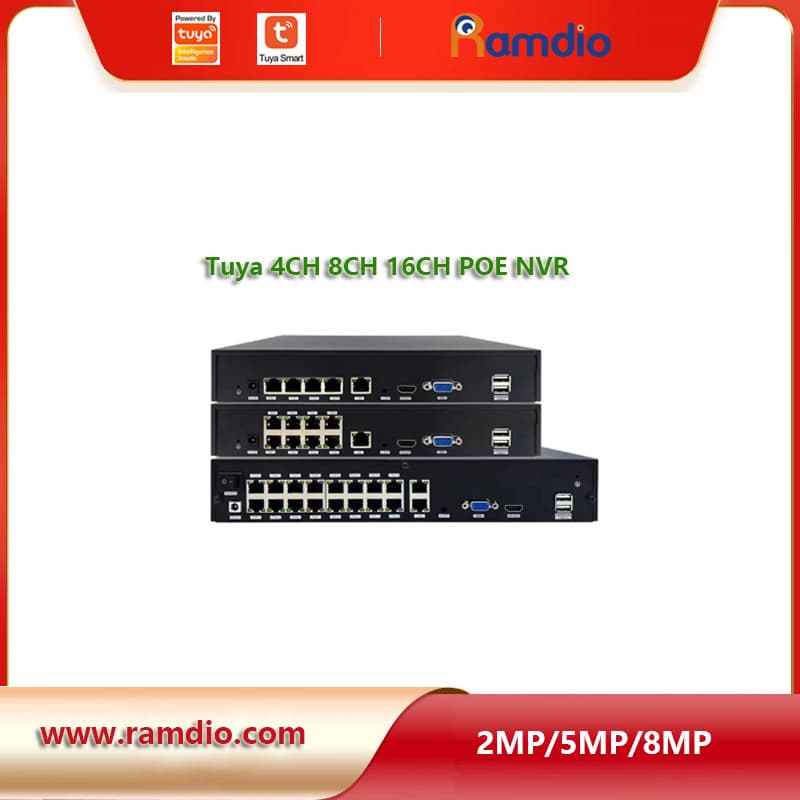 Tuya 4ch 8mp 16ch CCTV POE NVR 16-Channel Tuya Smart IPC Surveillance DVR