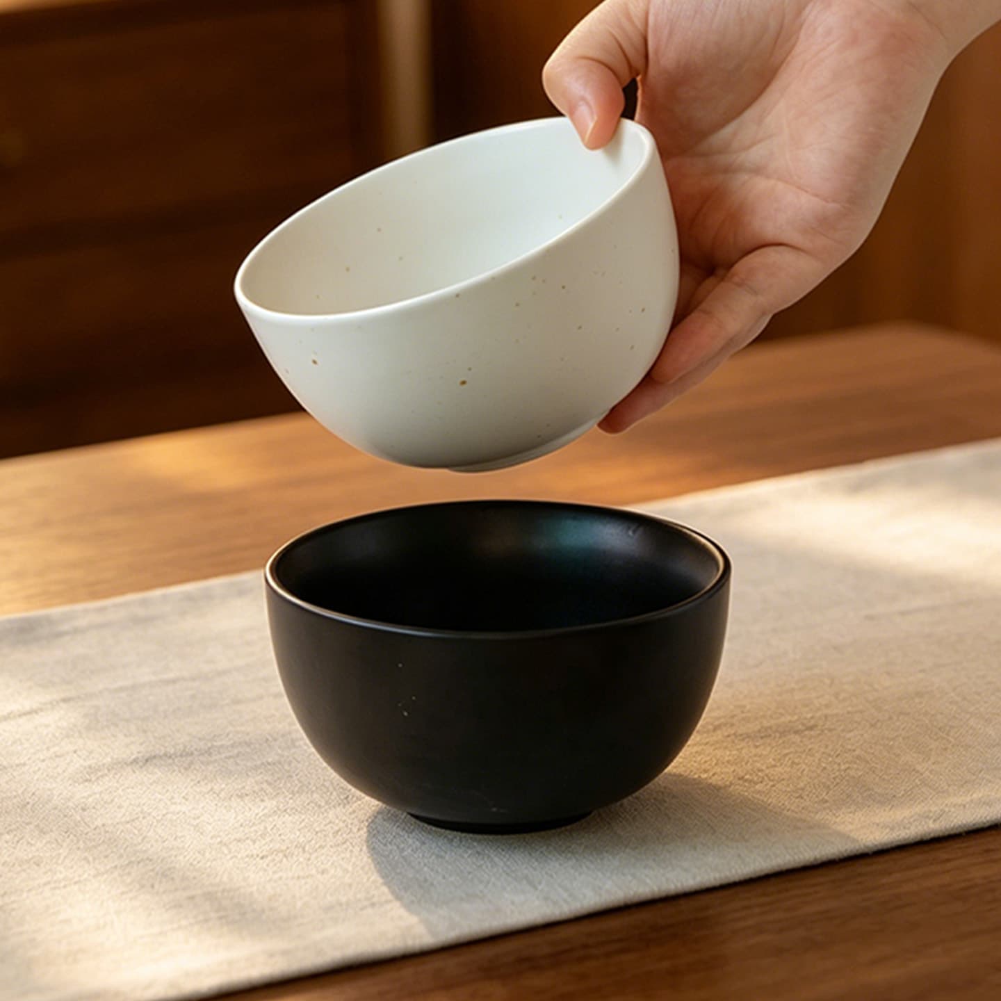 KEEPIN® Special Beautiful Personal Rice Bowl Black Japanese Style Small Bowl for Porridge, Yogurt, and Dining