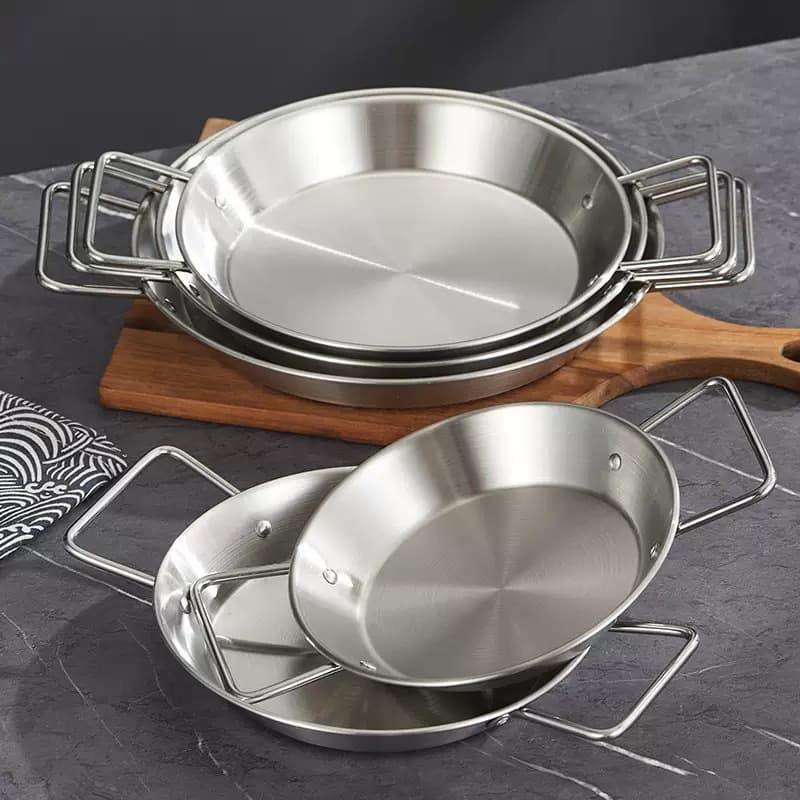 paella Spanish paella pot stainless steel double-ear pan fried chicken plate pasta plate commercial crayfish plate