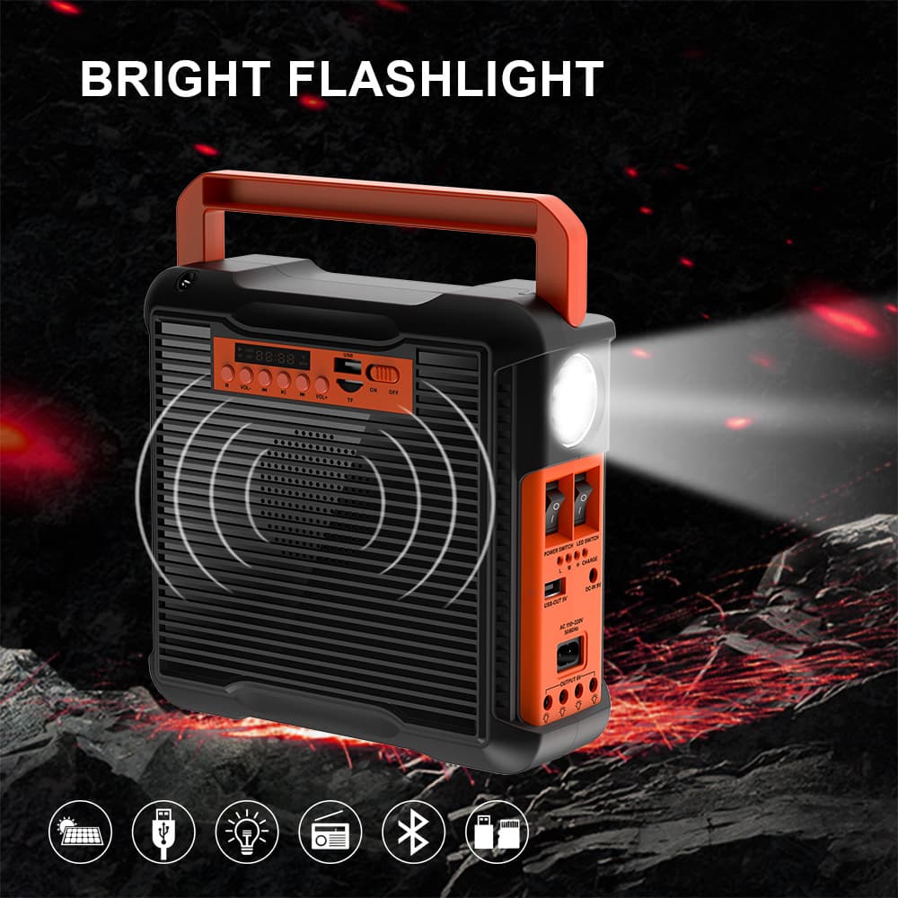 Foreign Trade Exclusive Solar Small System Radio Flashlight Lighting Power Generator Portable Bluetooth Speaker