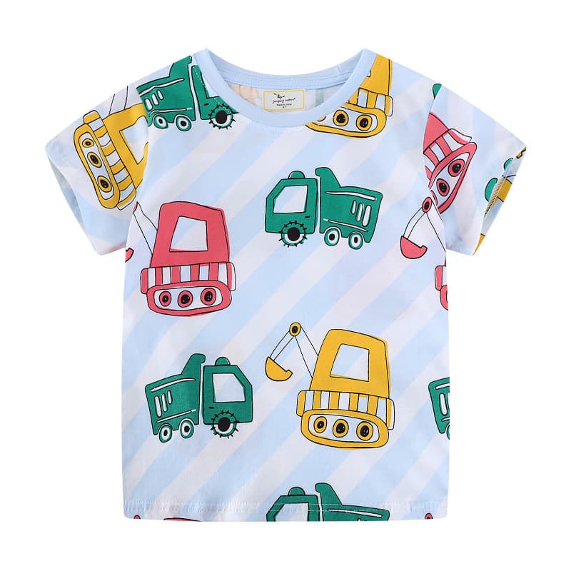 Cross-border Children's T-Shirt Summer Cartoon Fashion T-Shirt Knitted Round Neck Boys Top Kids Clothing