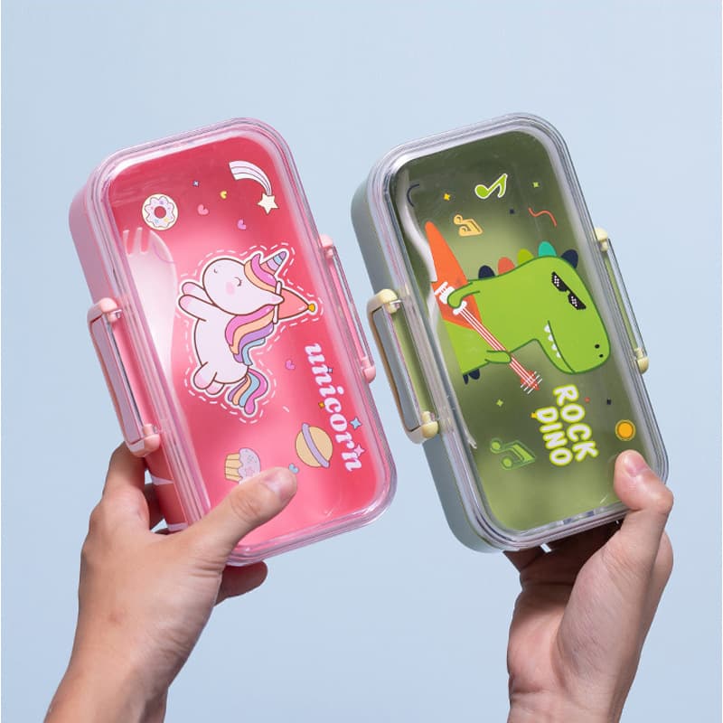 Cross-border Amazon Hot Sale Lunch Box Cartoon Bento Box Microwave Safe Plastic Kids Lunch Box Factory Wholesale